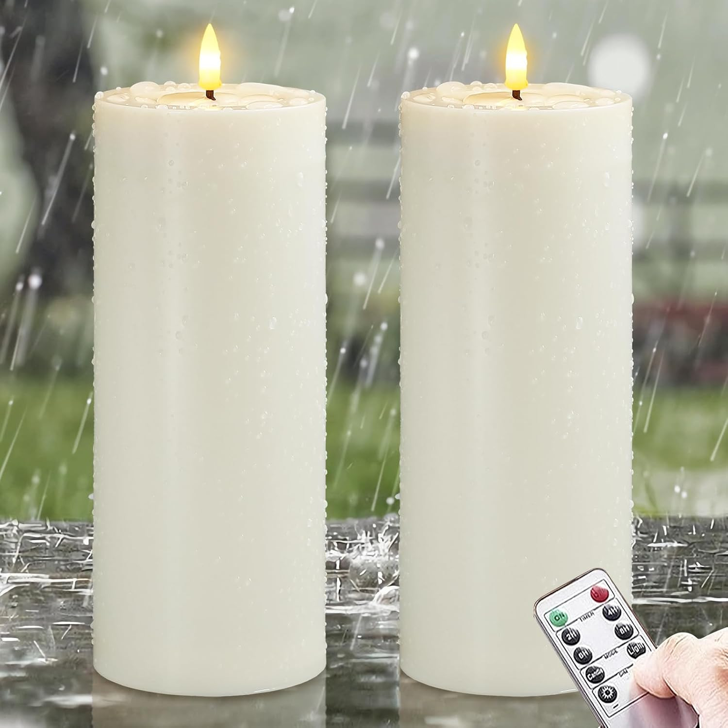 Waterproof Flickering Plastic Flameless with Cycle Timer & Remote Control, Pack of 2 Fake Battery... | Amazon (US)