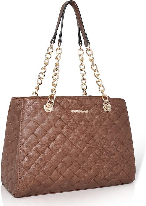 Montana West Shoulder Handbags for Women Quilted Tote Purse Ladies Designer Satchel Hobo Bag with... | Amazon (US)