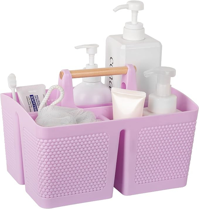 Plastic Shower Caddy, Portable Shower Basket with Handle, Light Purple | Cleaning Caddy Organizer... | Amazon (US)