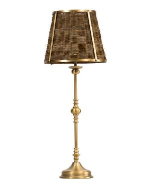 32In Rattan And Brass Table Lamp | TJ Maxx
