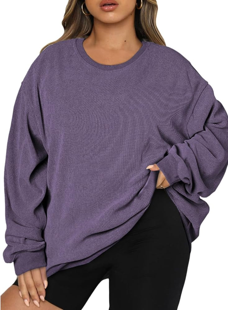 Eytino Women Plus Size Sweatshirts Long Sleeve Crew Neck Casual Oversized Soft Pullover Tops Shir... | Amazon (US)