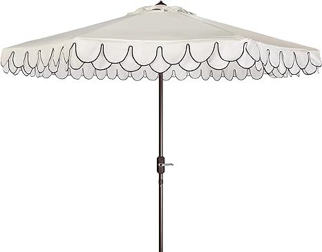 Safavieh PAT8006E Outdoor Collection Elegant White and Black Valance 9Ft Auto Tilt Umbrella | Amazon (US)