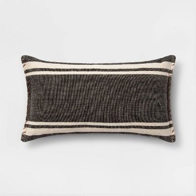 Wool/Cotton Woven Stripe Oversize Lumbar Throw Pillow with Whipstitch Trim - Threshold™ | Target