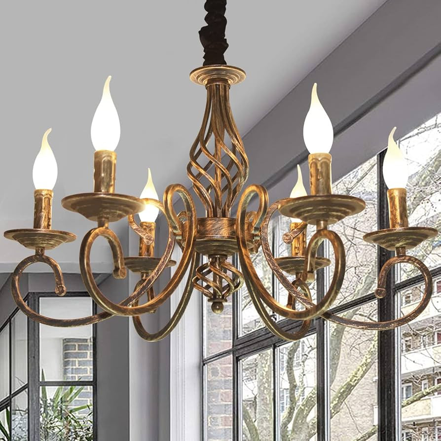 Ganeed Rustic 6-Light Chandeliers,French Country Vintage Chandelier,Metal in Antique Bronze Penda... | Amazon (US)