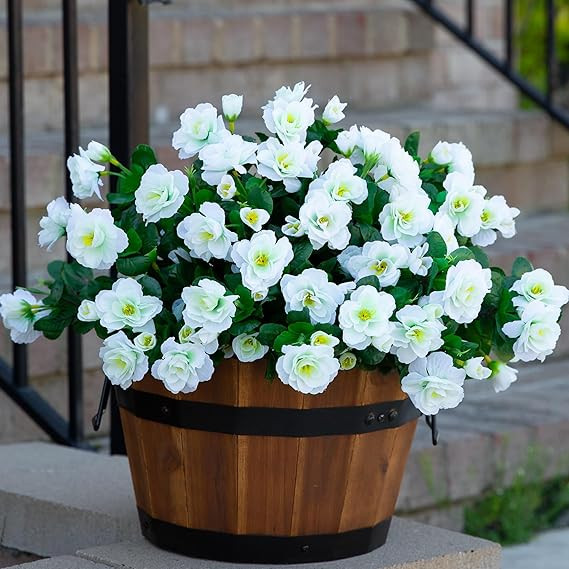 Artificial Fake White Flowers Plants for Outdoor Outside Winter Christmas Decoration, Faux Silk C... | Amazon (US)