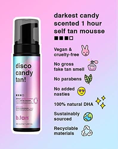 b.tan Self Tanner Mousse - Disco Candy Tan - Candy Scented Party Proof Self Tanner for Fast, Dark... | Amazon (US)