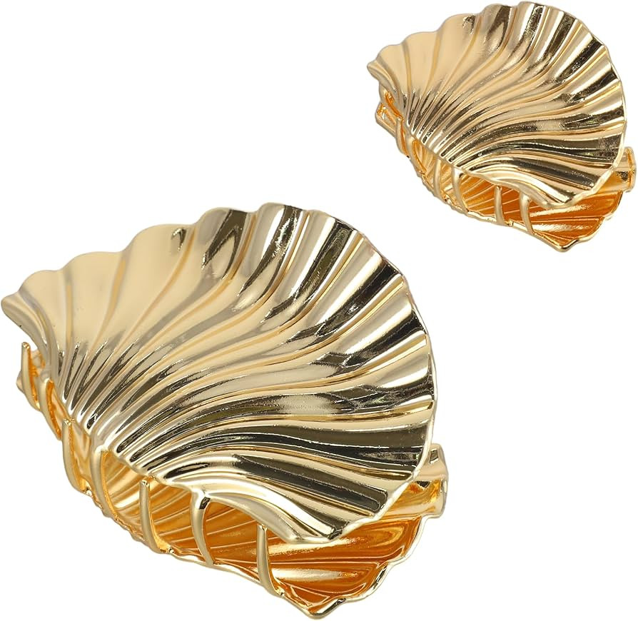 2 Pcs Shell Claw Clip, Gold Shell Hair Clip Fashionable and Cute Suitable for Most Hair Styles Su... | Amazon (US)