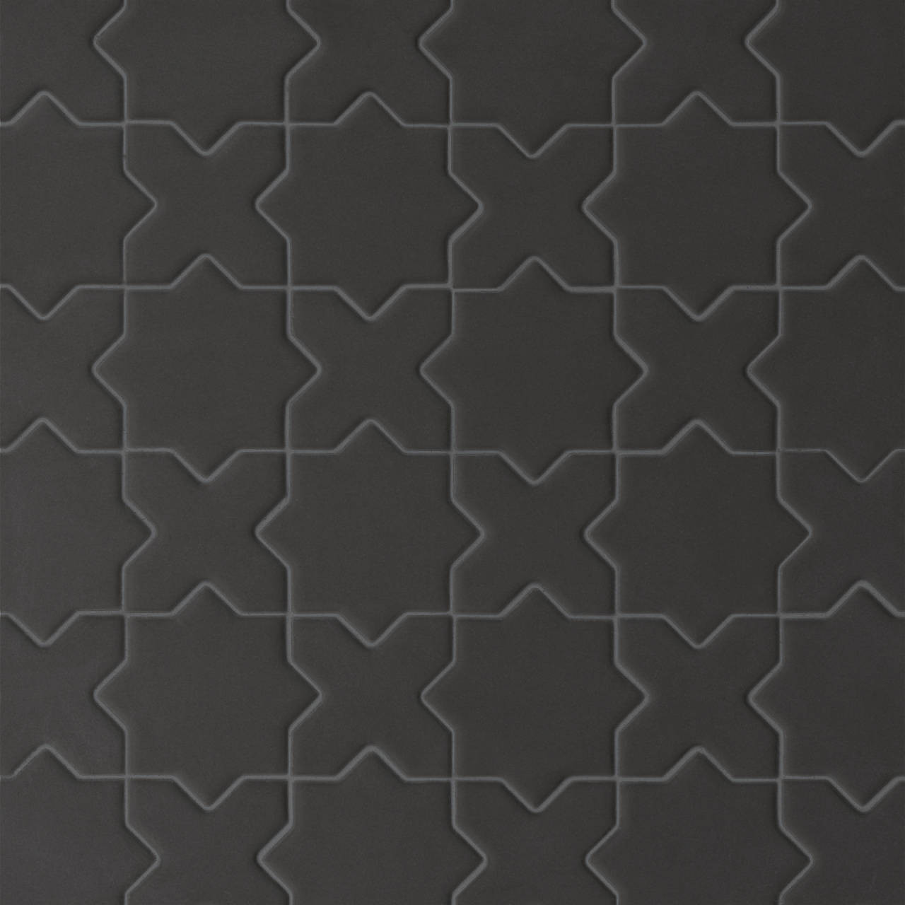 Le Cafe 2" x 2" Cross & Star Matte Porcelain Mosaic Tile in Black | Bedrosians Tile and Stone