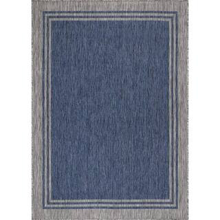 8 X 10 Azure Silver Aloha Washable Bordered Indoor Outdoor Area Rug | The Home Depot