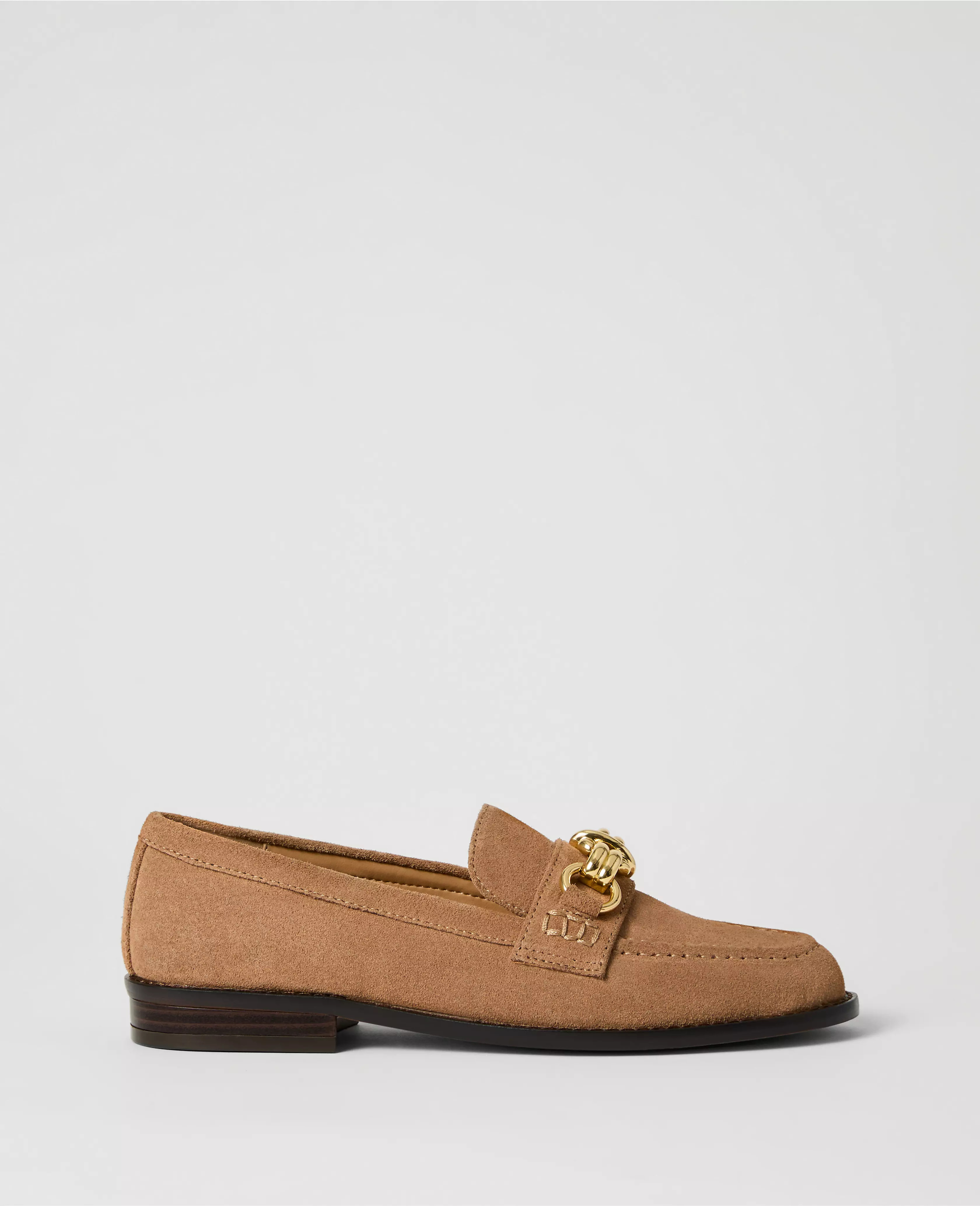 Hardware Embellished Suede Loafer | Ann Taylor