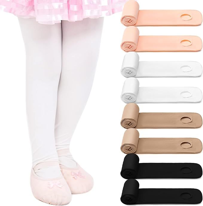 Janmercy 8 Pairs Girls Ballet Tights Dance Tights Bulk Convertible Footless Tights for Toddler Gi... | Amazon (US)