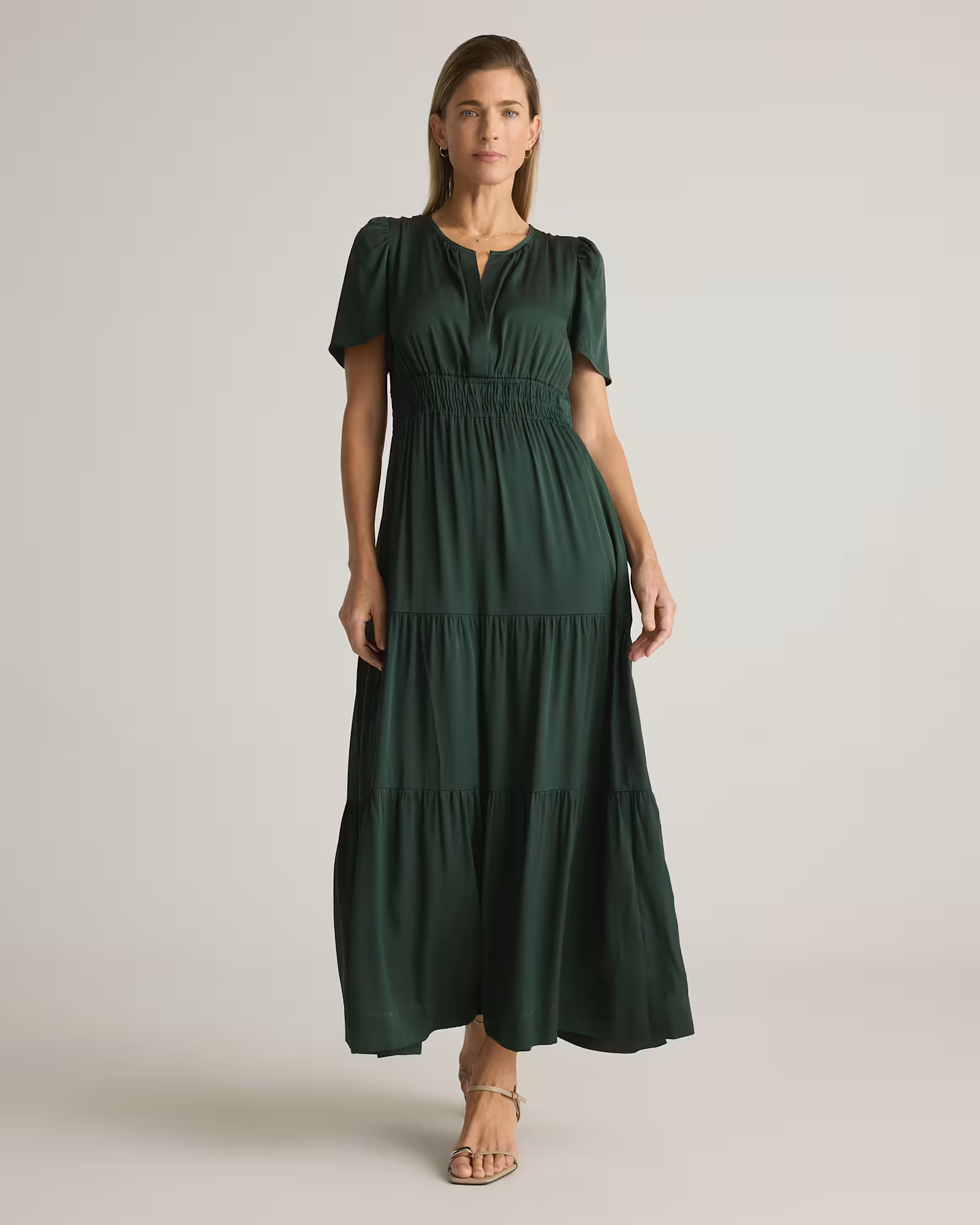 Washable Stretch Silk Tiered Maxi Dress | Quince