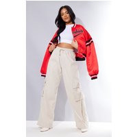 Stone Elasticated Waist Wide Leg Cargo Pants | PrettyLittleThing CAN