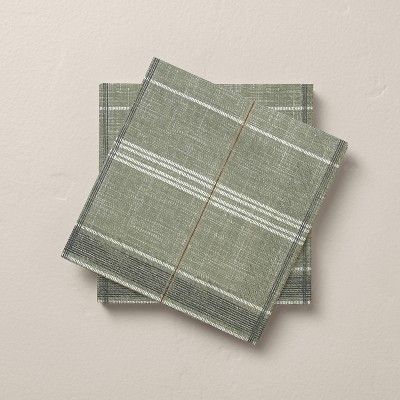 14ct Textured Plaid Paper Beverage Napkins Green/Blue - Hearth & Hand™ with Magnolia | Target