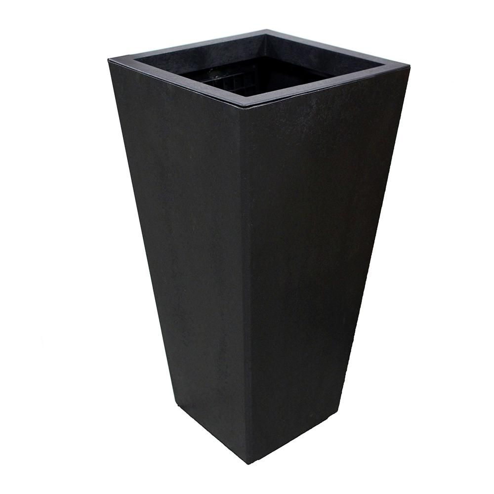 Sonata 17.8 in. x 36 in. Slate Rubber Self-Watering Planter | The Home Depot