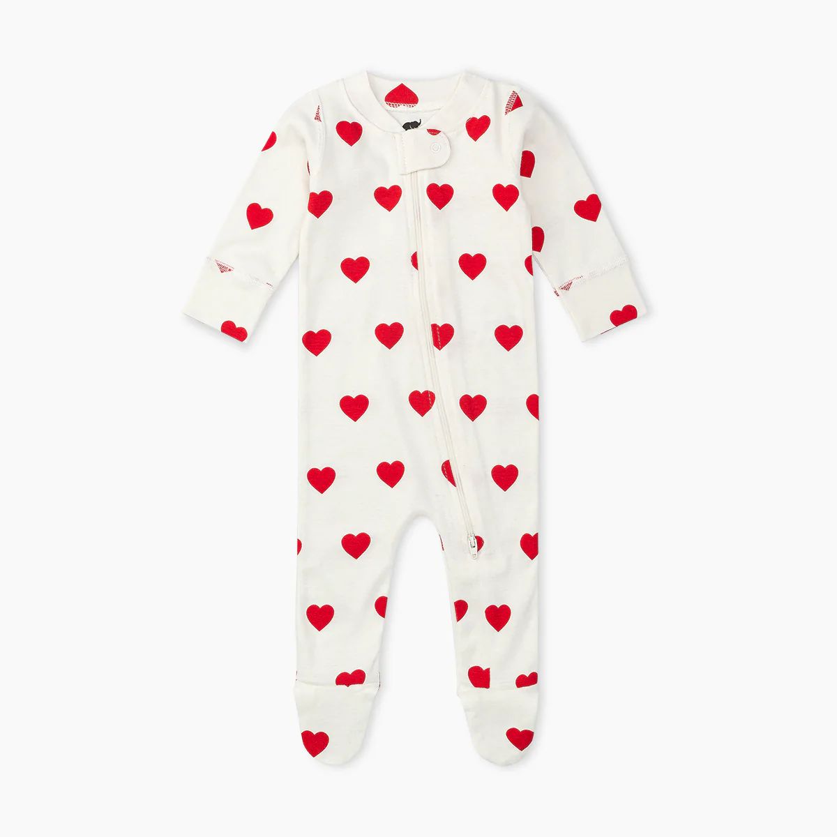 One-Piece Baby Footed Pajamas  - Red Hearts | Monica + Andy