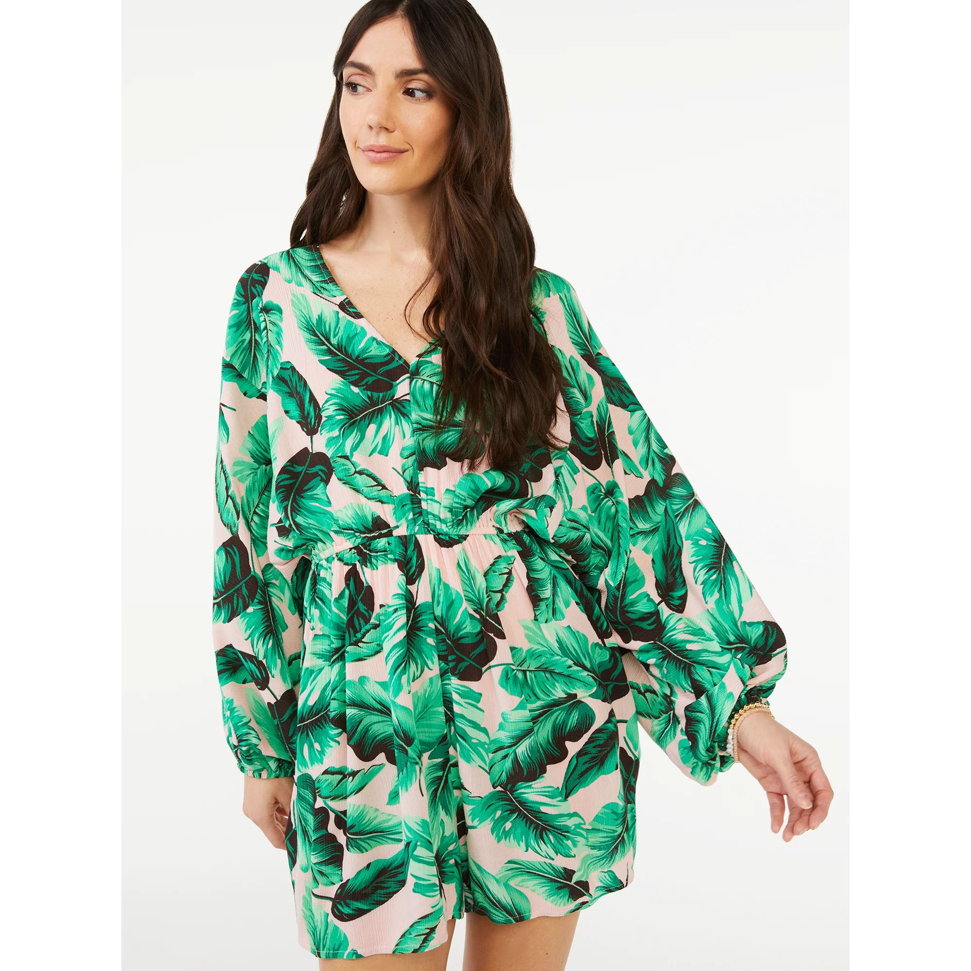 Scoop Women's Blouson Sleeve Romper with Pockets | Walmart (US)