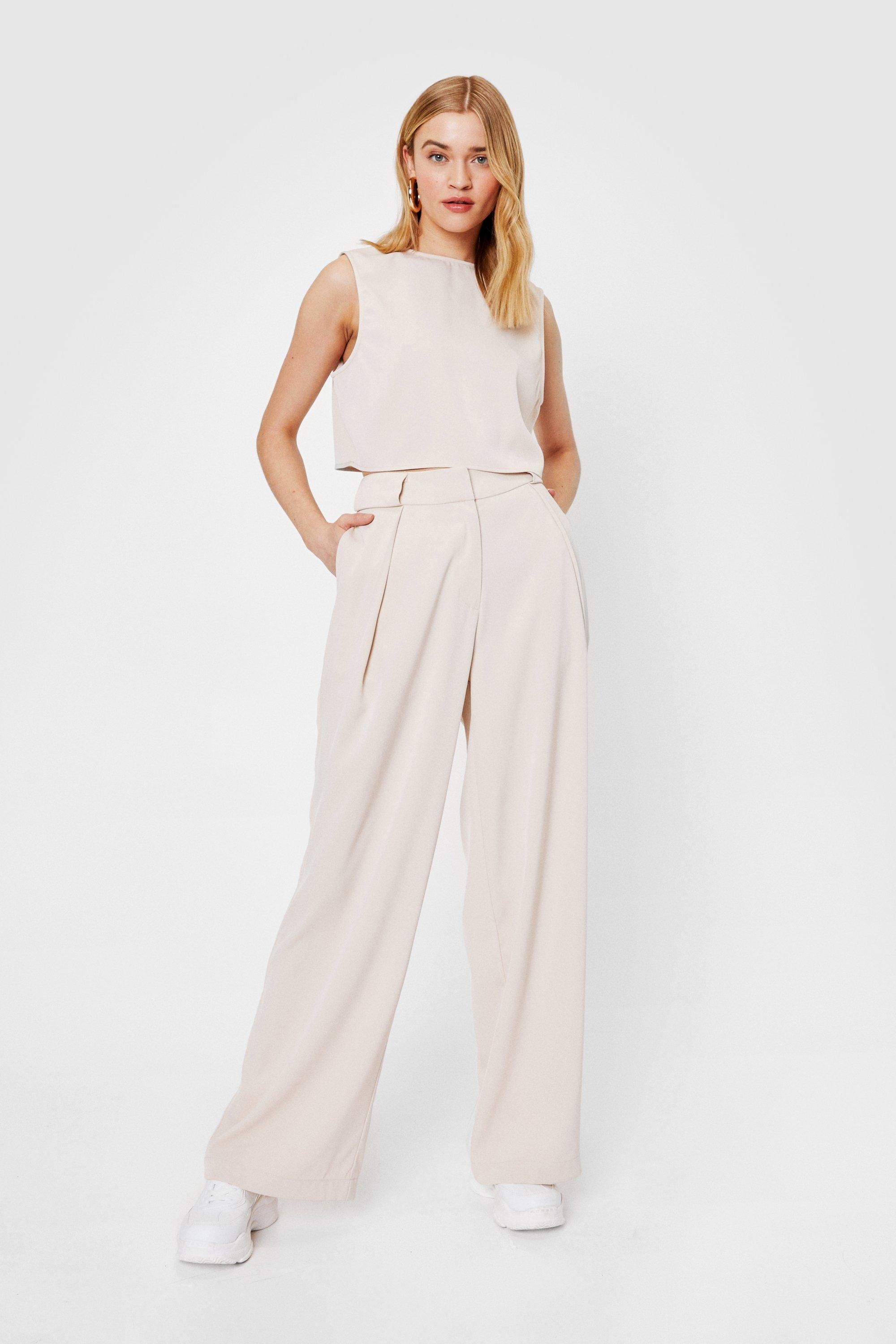 High Waisted Pleated Wide Leg Pants | Nasty Gal (US)