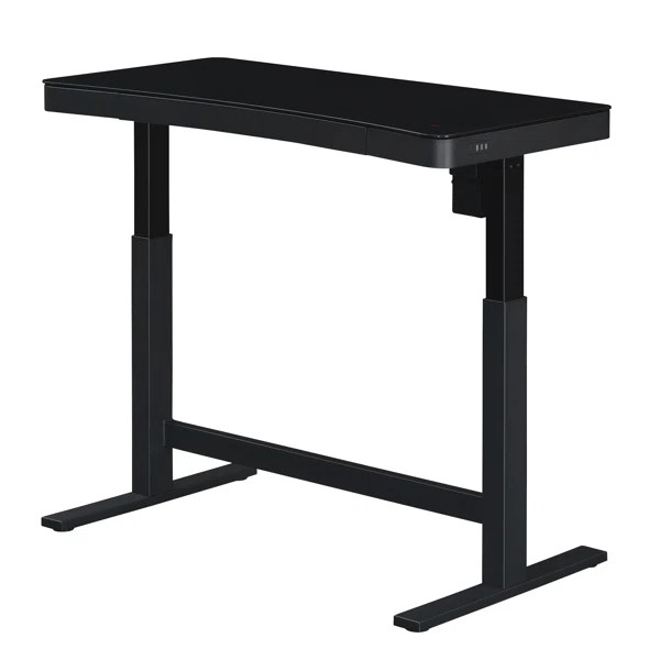 Babin Adjustable Glass Top Metal Base Standing Desk | Wayfair North America