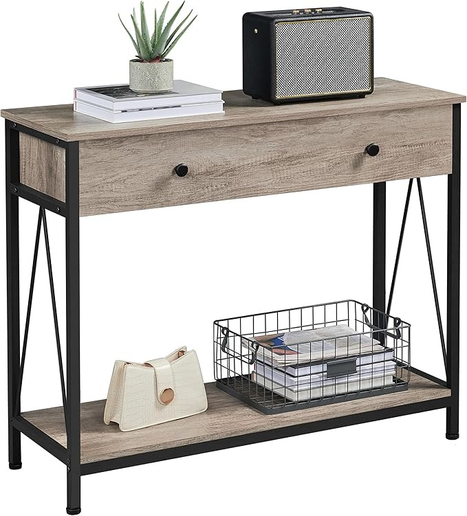 Yaheetech Console Table with Drawer and Storage Shelf, Sofa Table, Long Narrow Wood Hallway Table... | Amazon (US)