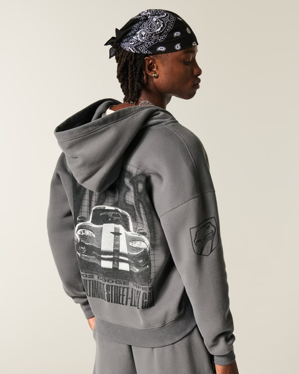 Men's Boxy Dodge Viper Graphic Zip-Up Hoodie | Men's Graphics Shop | HollisterCo.com | Hollister (US)