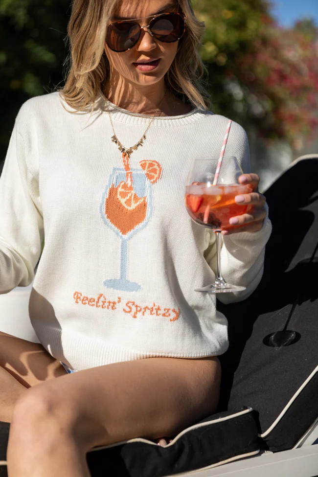 Feelin' Spritzy Ivory Multi Sweater | Pink Lily