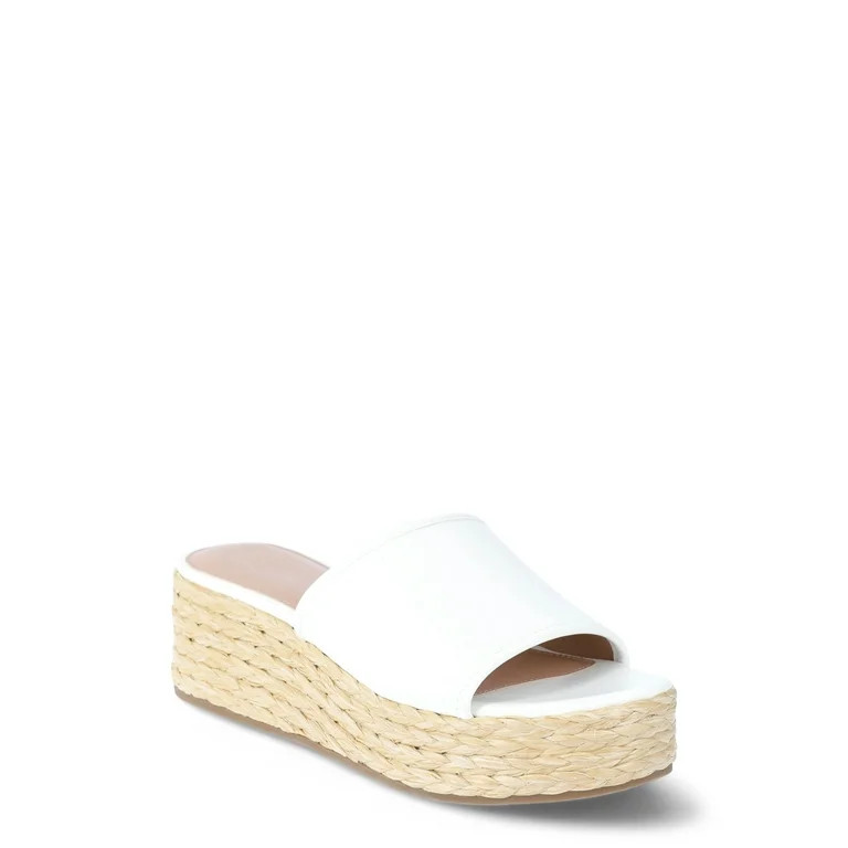 Time and Tru Women's Raffia Platform Slide Sandals | Walmart (US)