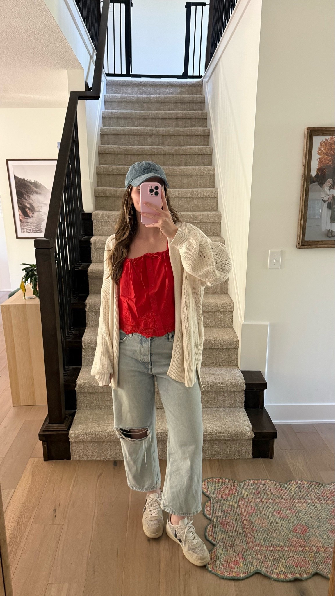 wearing a medium in red top (sized up for more length) and sized up 2 in jeans postpartum! 

Spring outfit

#LTKootd #LTKmomlife