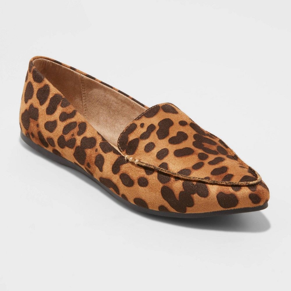 Women's Micah Pointed Toe Loafers - A New Day Leopard 8.5 | Target