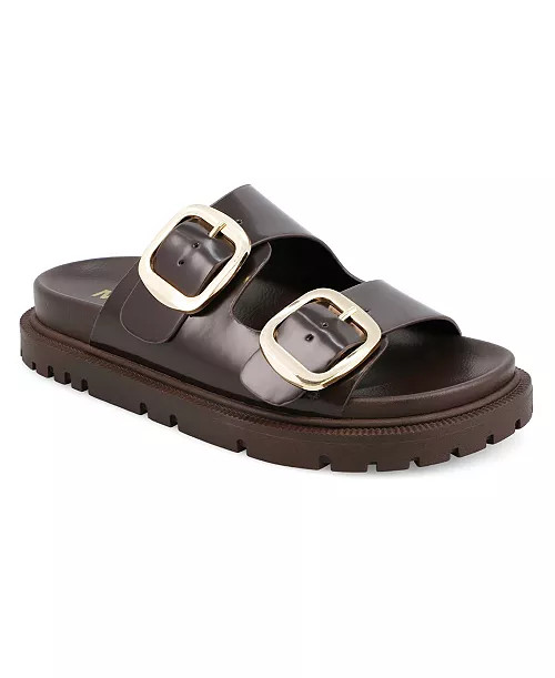 Women's Gen Double Buckle Flat Slide Sandals | Macy's