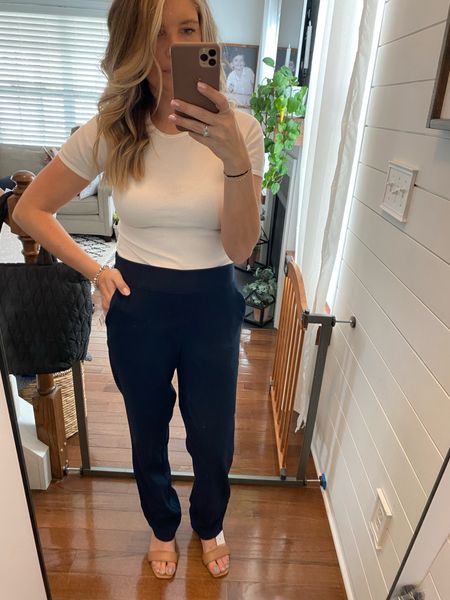 Pants are a little big. Would have gotten a XS if available. 
Shirt size small
Pants size small (need more of an XS) 
Heels true size 8

#LTKfit #LTKunder50 #LTKstyletip