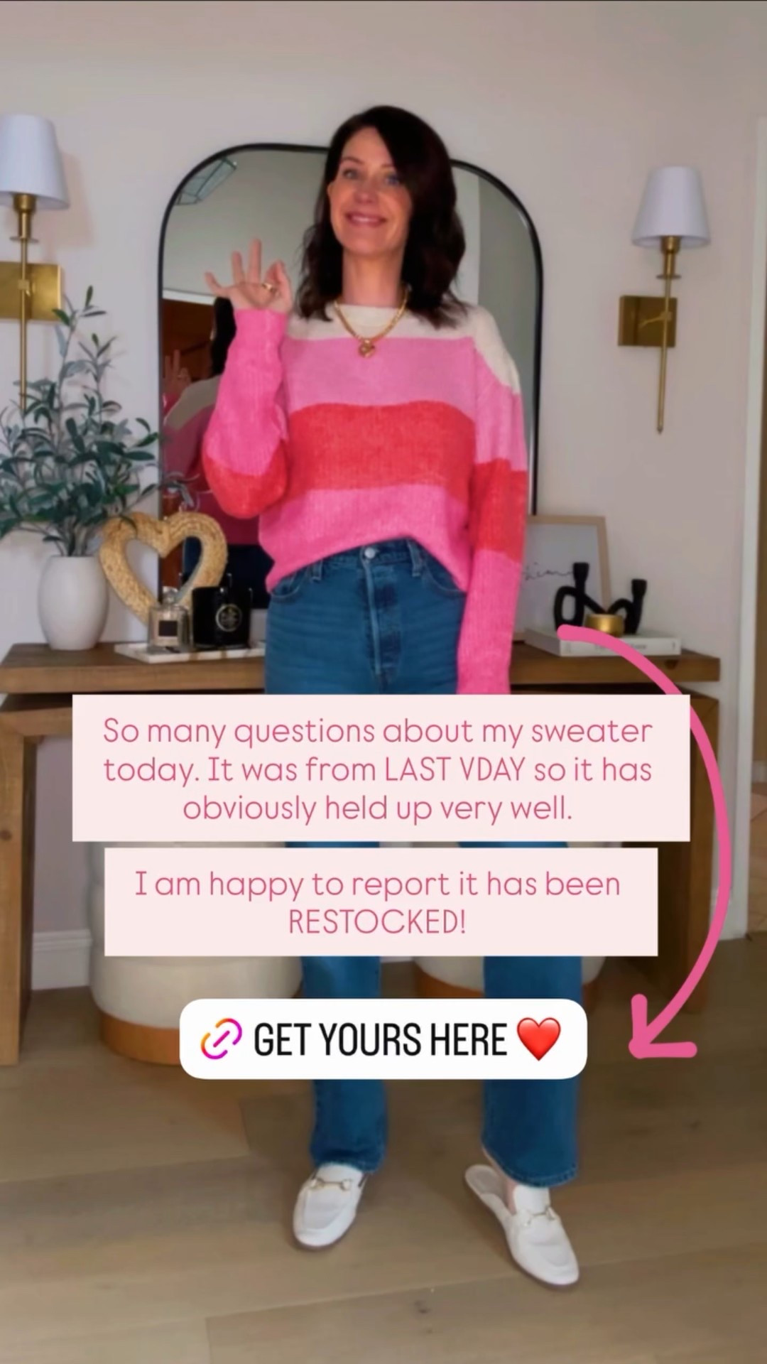 So many questions about my sweater today. It was from LAST VDAY so it has obviously held up very well. 

I am happy to report it has been RESTOCKED!