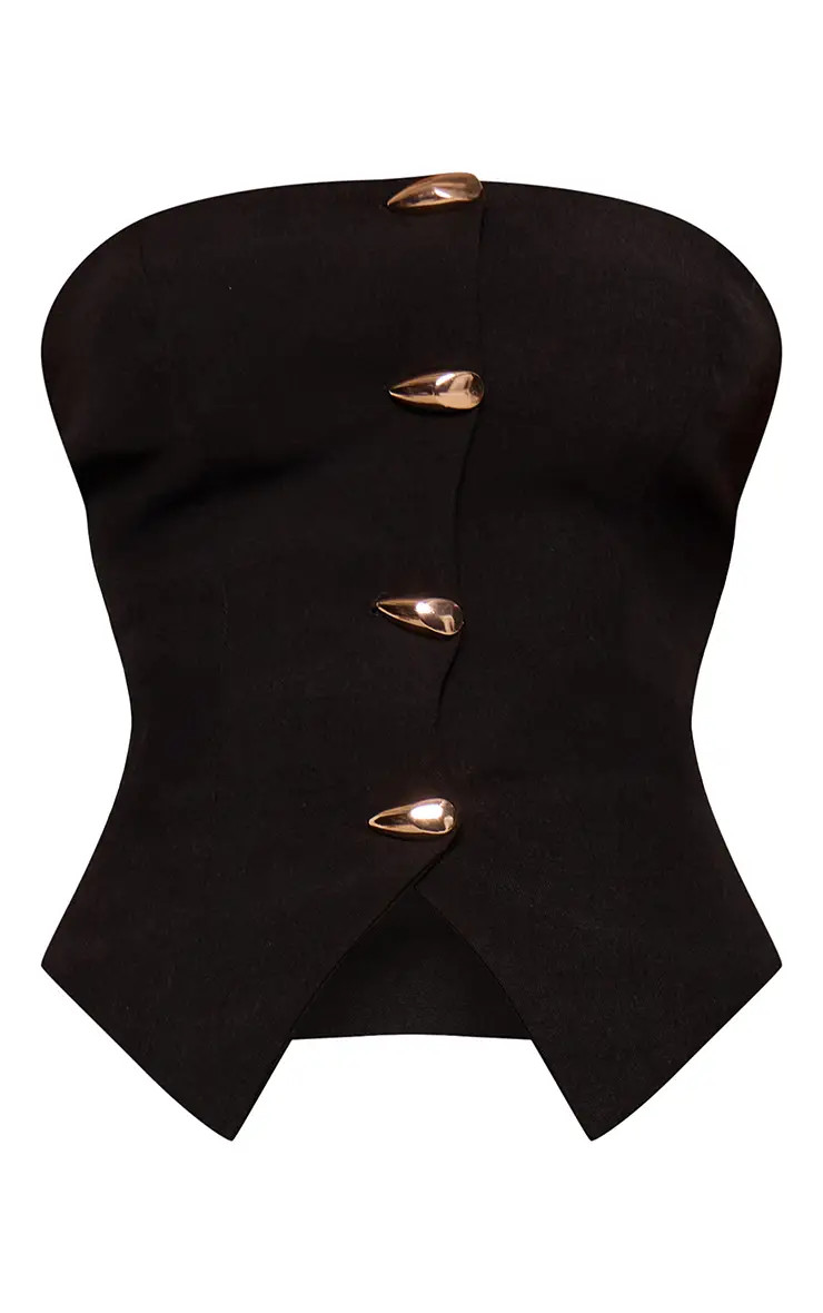 Black Tailored Bandeau Trim Detail Waistcoat | PrettyLittleThing US