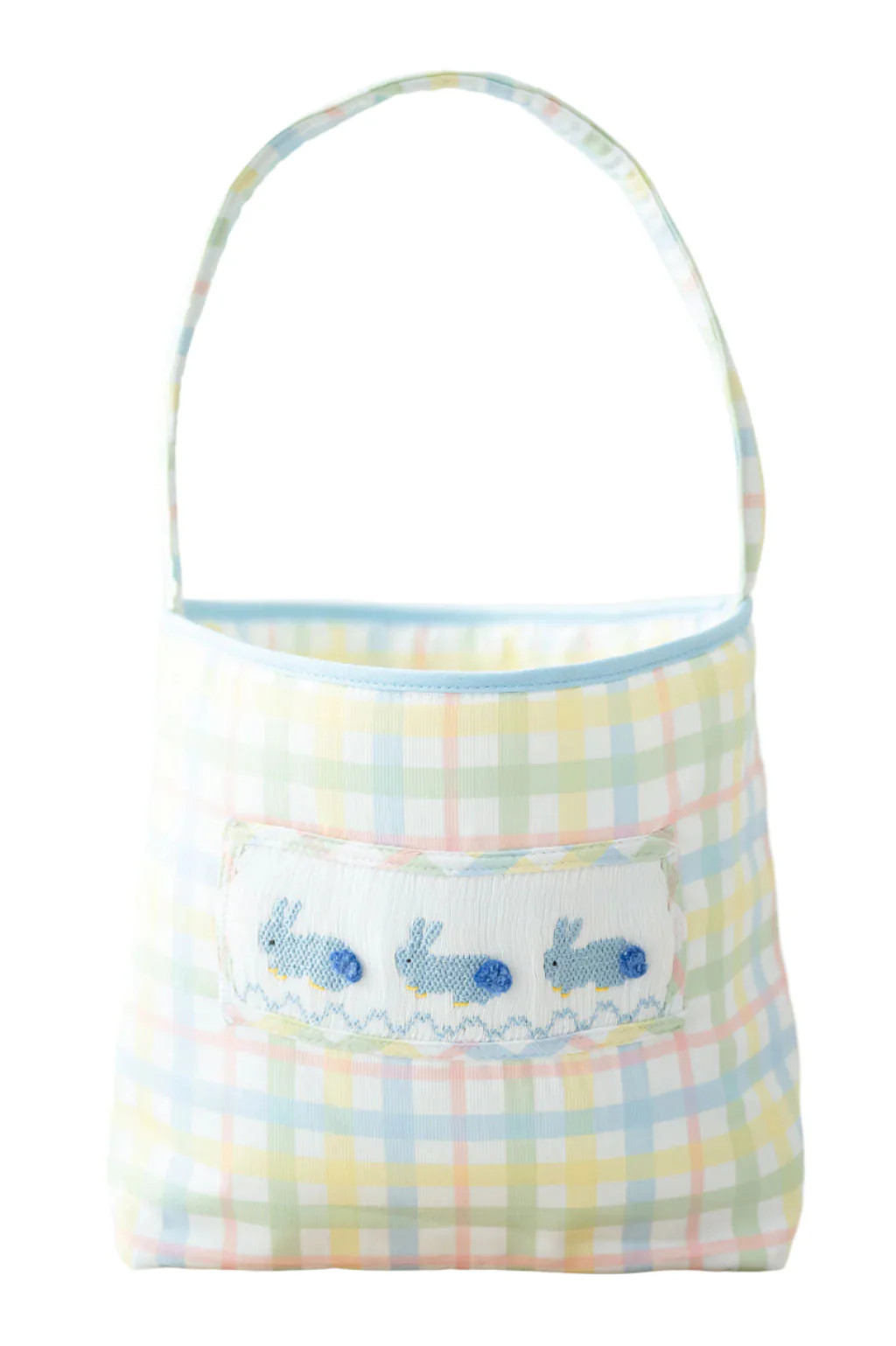 Ruth and Ralph Blue Smocked Bunnies Easter Basket | JoJo Mommy