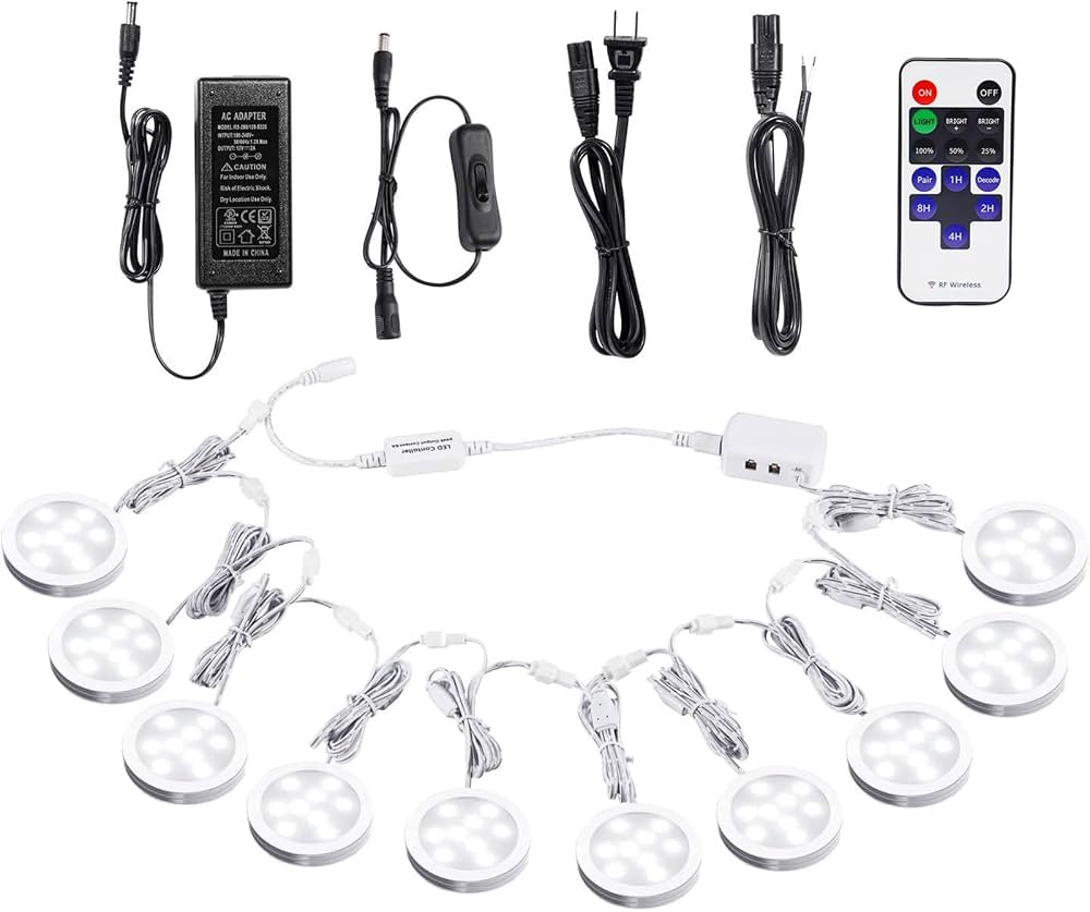 AIBOO Linkable Under Cabinet LED Lighting 12V Dimmable Puck Lights with Wireless RF Remote Contro... | Amazon (US)