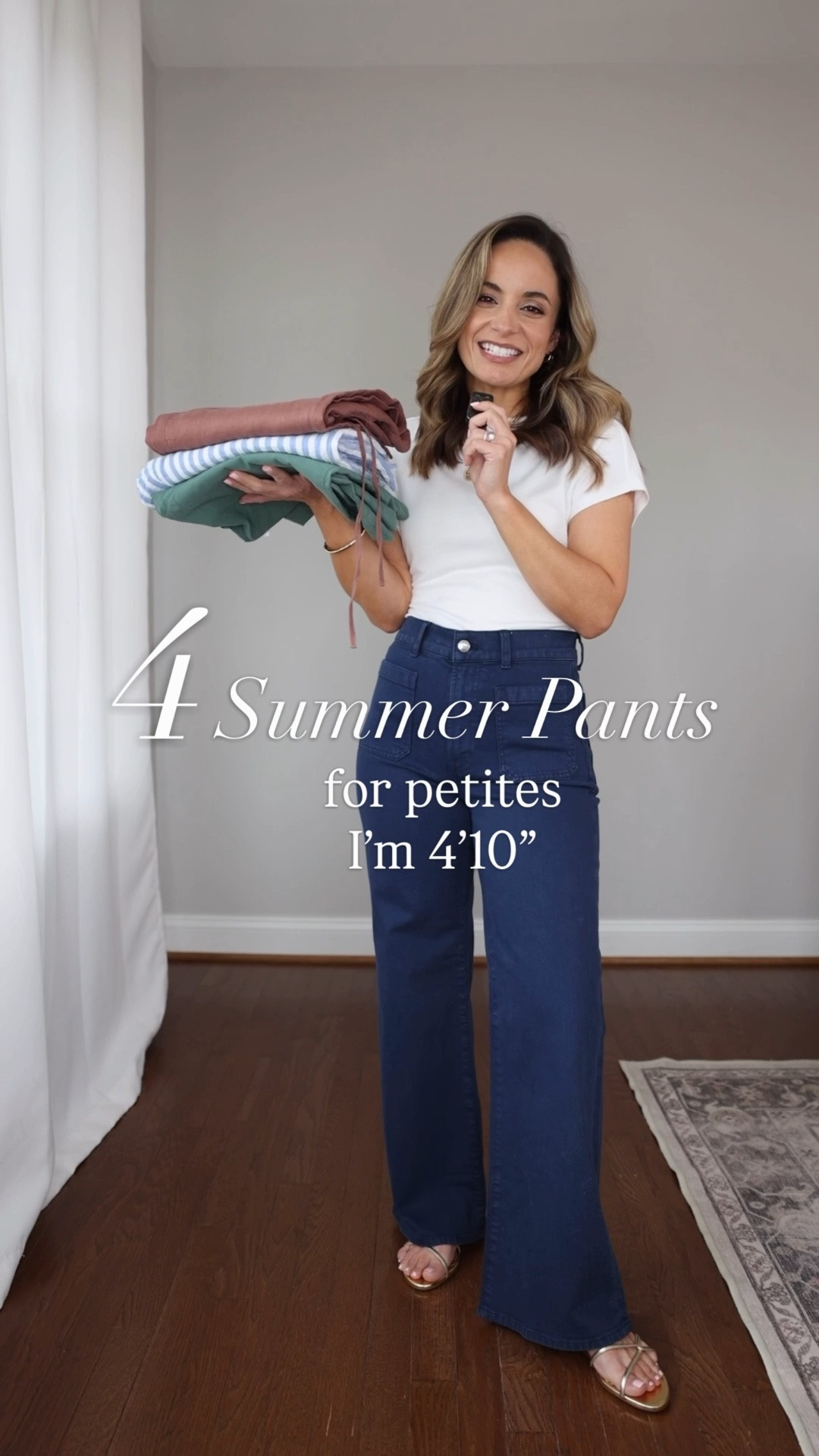 4 petite-friendly pairs of summer pants! 

Madewell Emmy Pants: 24 short | 11” rise | 28” inseam | true to size | my favorite of this round up! 
Banana Republic Getaway Pants: petite xs (petite xxs would be a better fit for me) | 11” rise | 25” inseam 
J.Crew Factory Ella Pants: 24 classic | 11” rise | 26” inseam (they also come in petite which will have a shorter rise and inseam | true to size  
J.Crew Cotton Gauze Pants: petite xs | 10” rise | 27” inseam | sized up 

Top (Nordstrom): petite xs 
Sandals (Sam Edelman): true to size 

My measurements for reference: I’m 4’10” and 105lbs. My bust, waist, and hip measurement is 32”, 24”, and 36”.