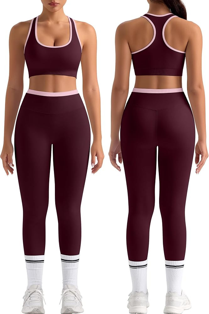 TDIFFUN Women Workout Sets 2 Piece Sports Bra Scrunch Butt Lifting Leggings | Amazon (US)