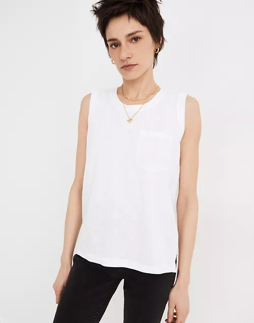 Whisper Cotton Crewneck Pocket Muscle Tank | Madewell