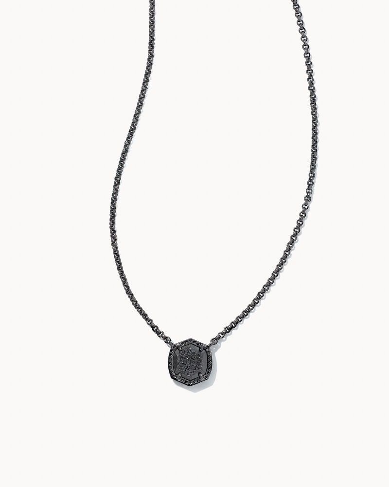 Davie Gunmetal Pendant Necklace in Black Drusy | Kendra Scott