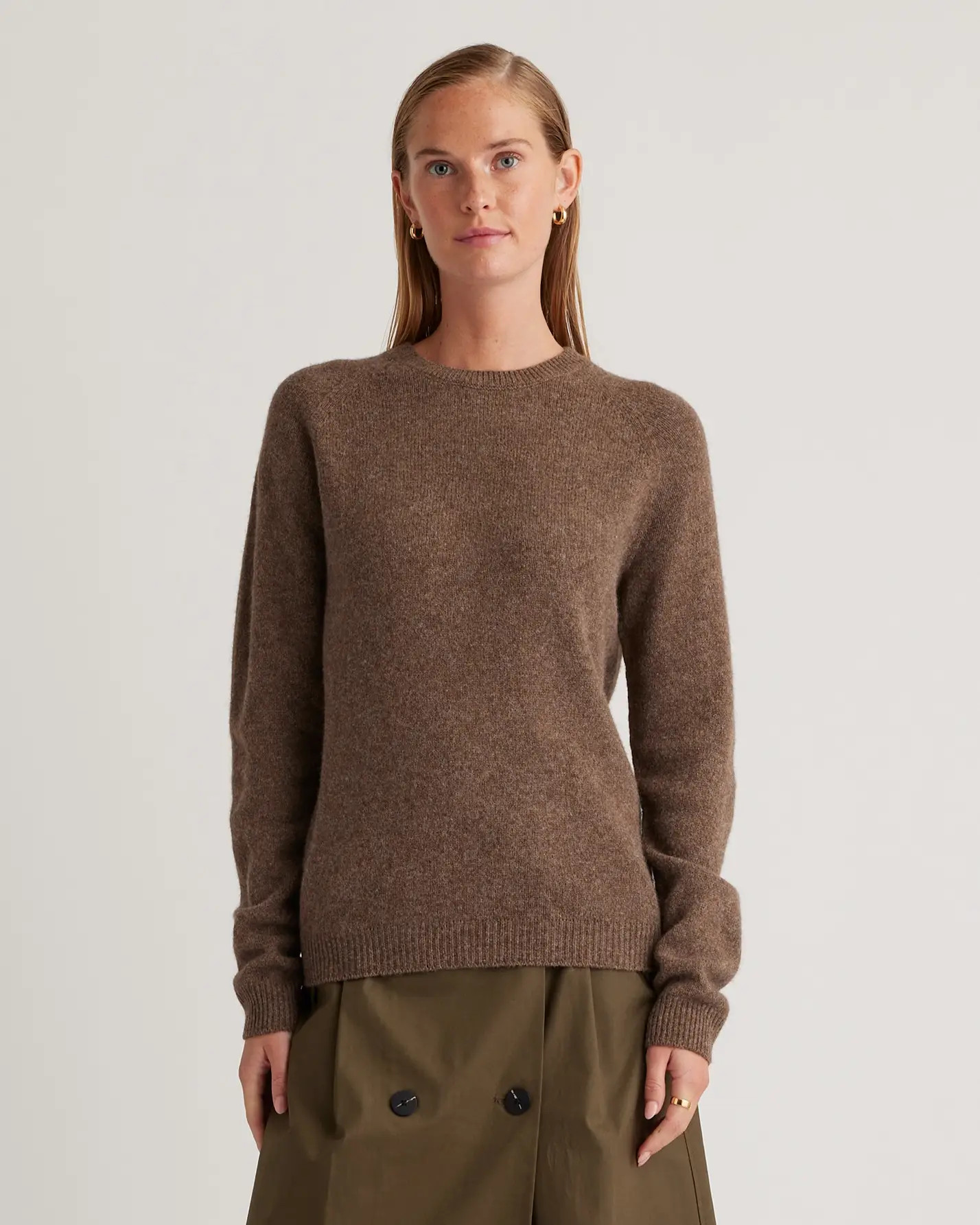 100% Yak Wool Crewneck Sweater in Heather Brown | Quince