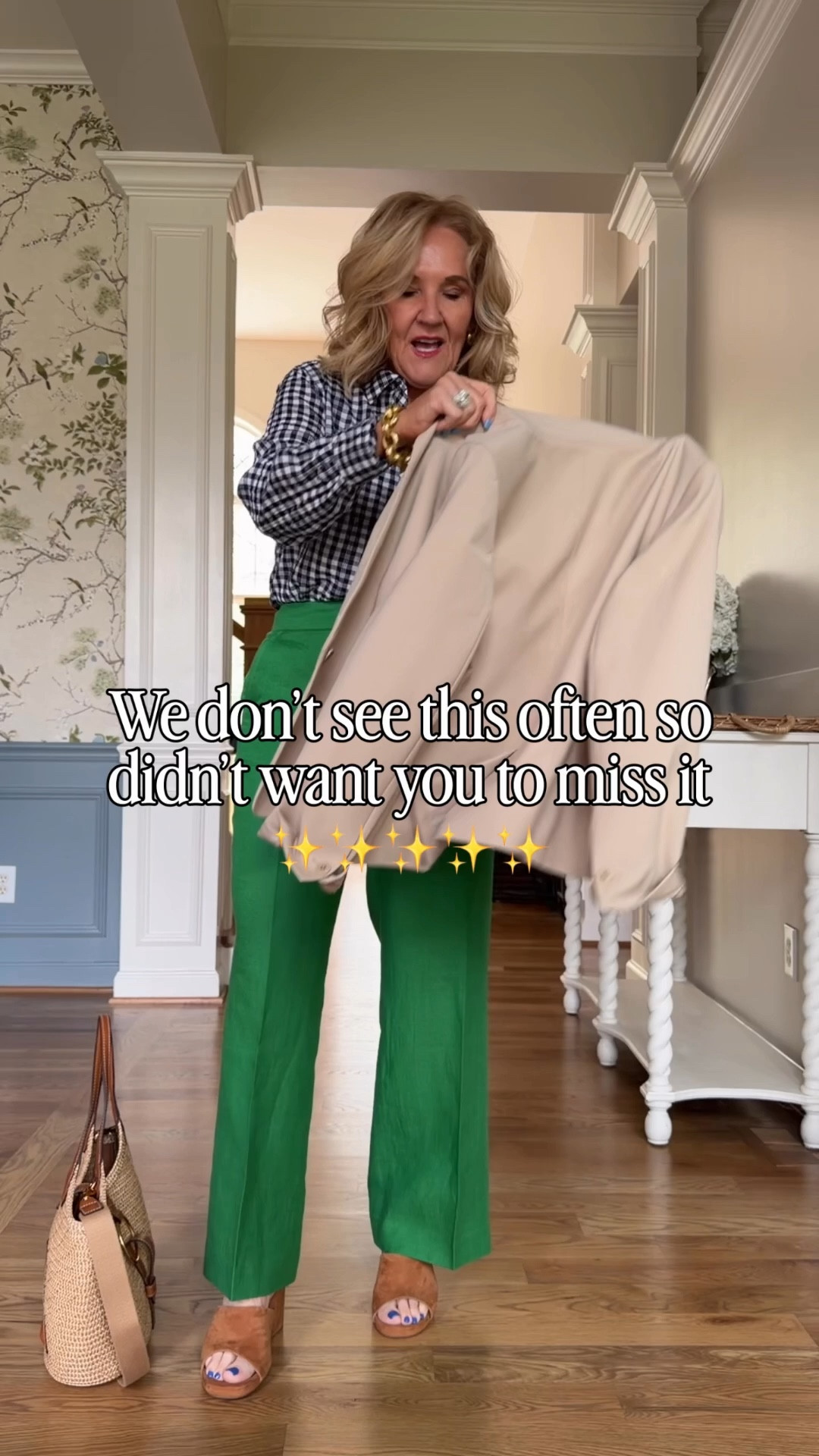 Talbots sale! 
Everything is true to size unless noted below 
Khaki blazer I sized up to a 10 petite 
Athletic dress size small reg 
Gingham dress size 8 petite size up if in between or busty 
Gingham blouse medium 
Blue sweater large 
Athleta shirt size small petite 

#LTKOver40 #LTKSeasonal #LTKSaleAlert