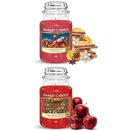 Bundle of Yankee Candle Scented Candles | Christmas Eve Large Jar Candle | Red Apple Wreath Large Jar Candle | Long Burning Scented Candles: up to 150 Hours | Amazon (UK)