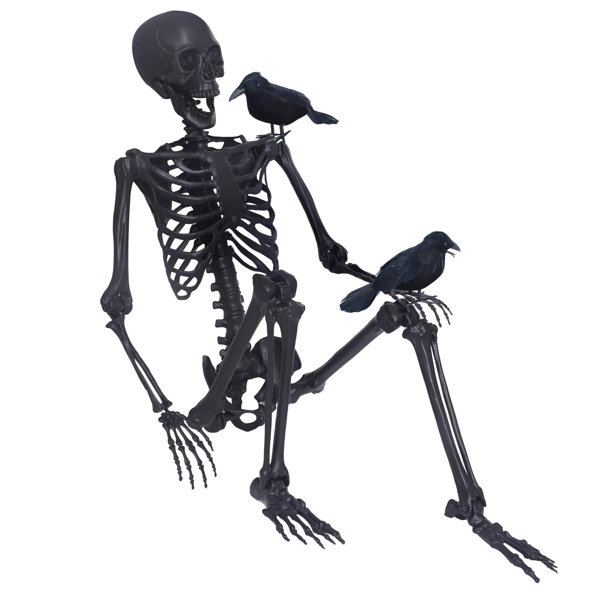 5.4Ft Halloween Skeleton,Posable Skeleton Full Size Skeleton with Movable Joints and 2PC Black Fe... | Amazon (US)