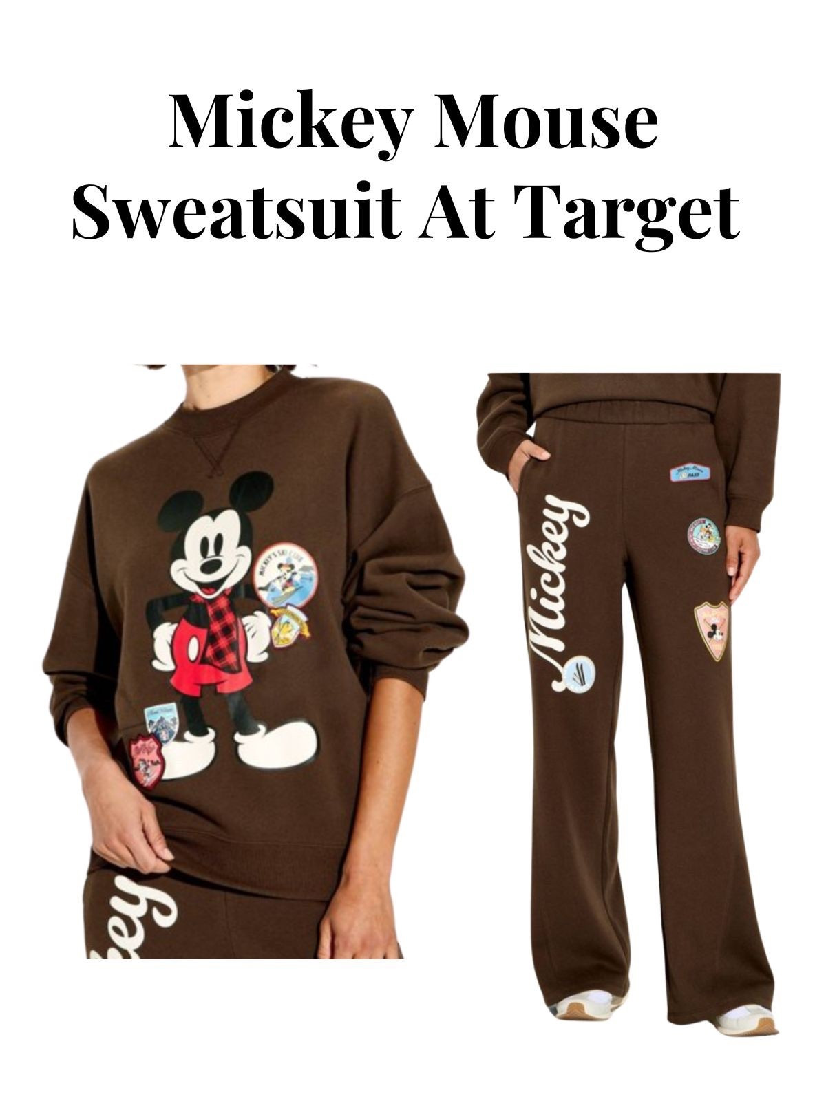 Mickey Mouse sweatshirt and wide leg sweatpants for women from target. Mickey has a cute winter scarf on  

#LTKootd #LTKHoliday #LTKGiftGuide
