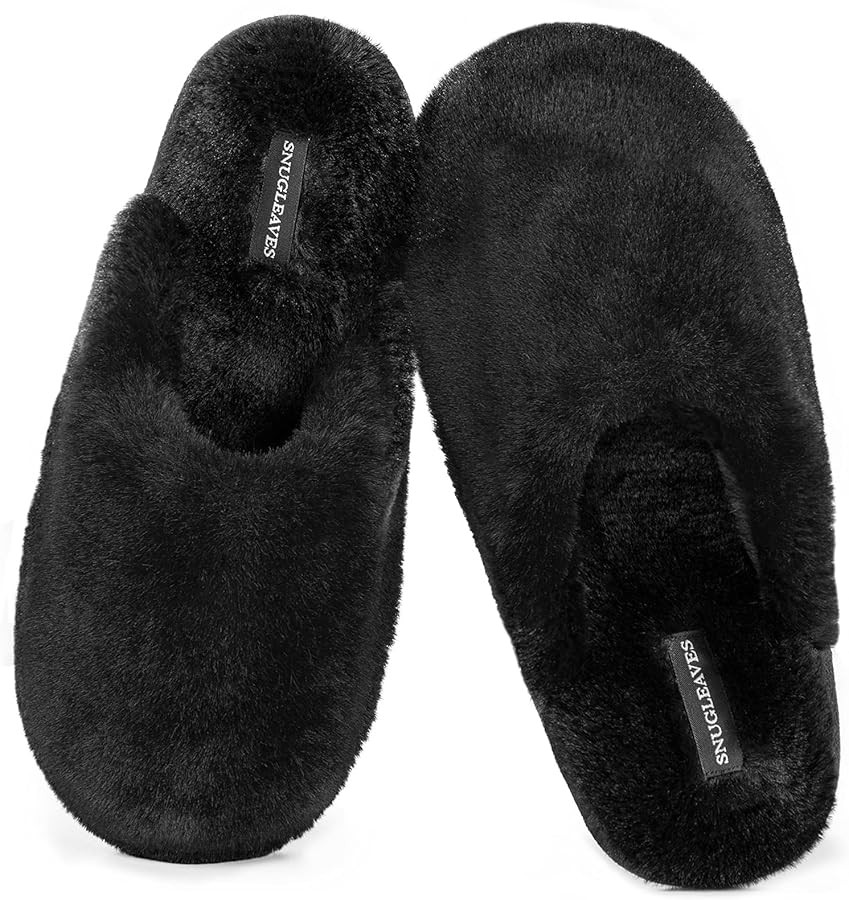 Snug Leaves Women's Fuzzy Scuff Slippers Soft Comfy Memory Foam Non-slip Indoor House Shoes | Amazon (US)