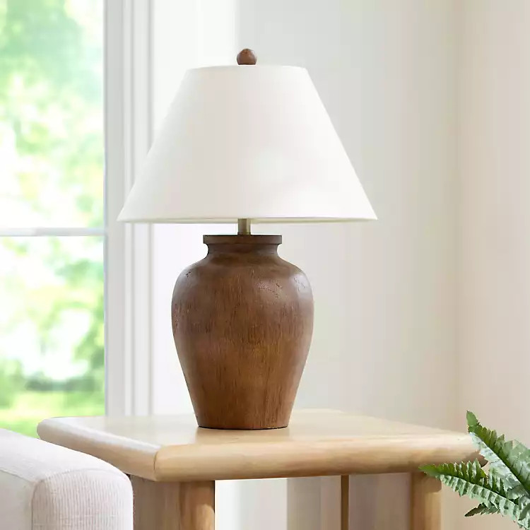 Brown Resin Wood Finish Table Lamp | Kirklands Home | Kirklands