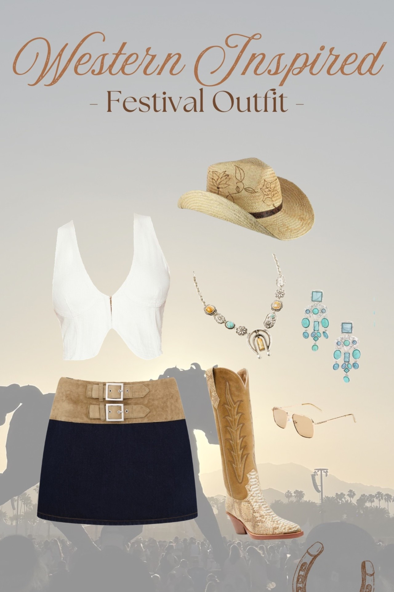 Sometimes an all denim look is just what you need. Loving this skirt paired with a cropped white denim top & some turquoise toned accessories 🌵🤠 @Revolve 

#LTKFestival #LTKSaleAlert