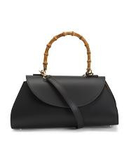 Made In Italy Leather Satchel Flap Over Handle | TJ Maxx