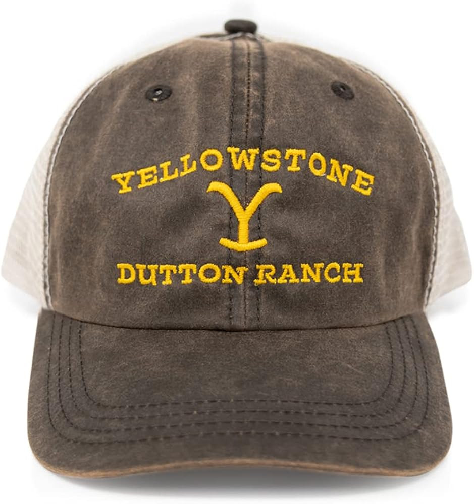 Yellowstone Dutton Ranch Logo Hat - Authentic Brown Washed Design with Embroidered Logo - As Seen... | Amazon (US)