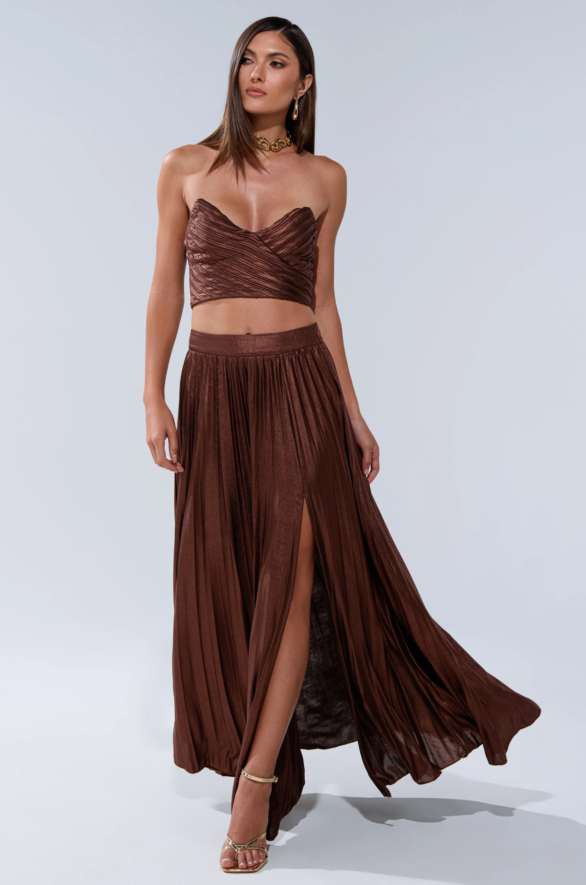 FARAH SLINKY PLEATED MAXI SKIRT | AKIRA